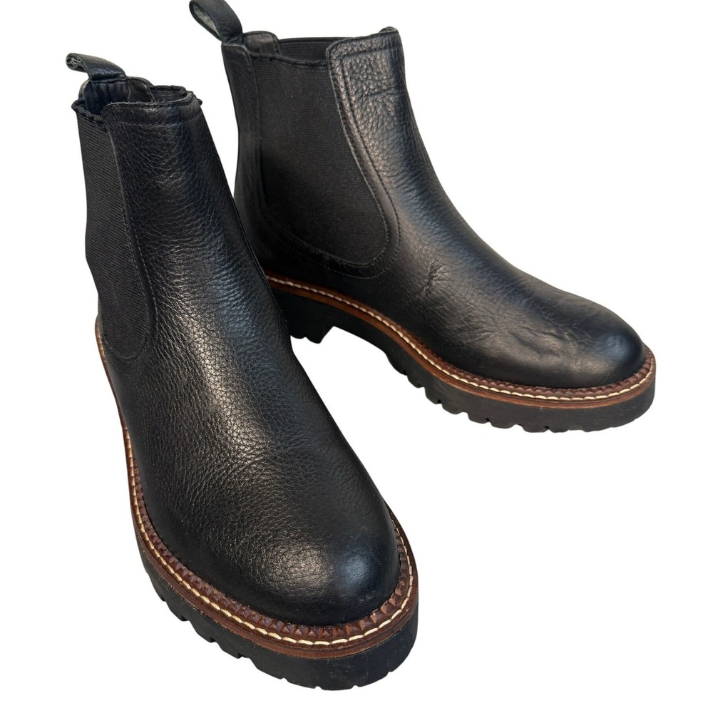 Caslon Miller Black Leather Water Resistant Lug Sole Chelsea Boots Womens 6